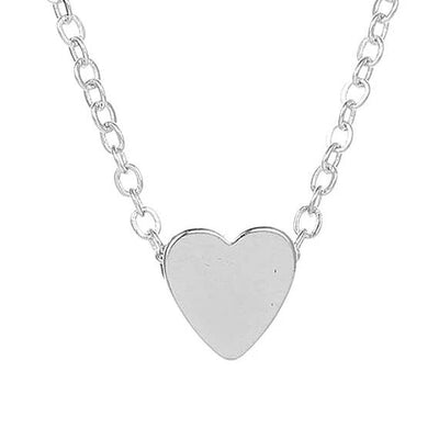 Small Heart Silver Layered Chain Necklace