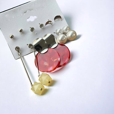 Set of 6 Cherry Earrings Studs