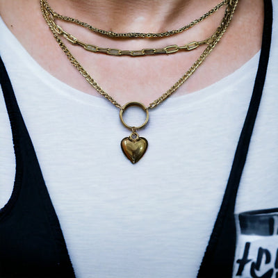 Triple Layered Heart Ring Necklace