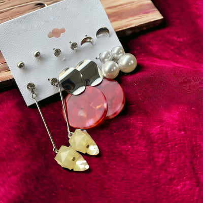 Set of 6 Cherry Earrings Studs