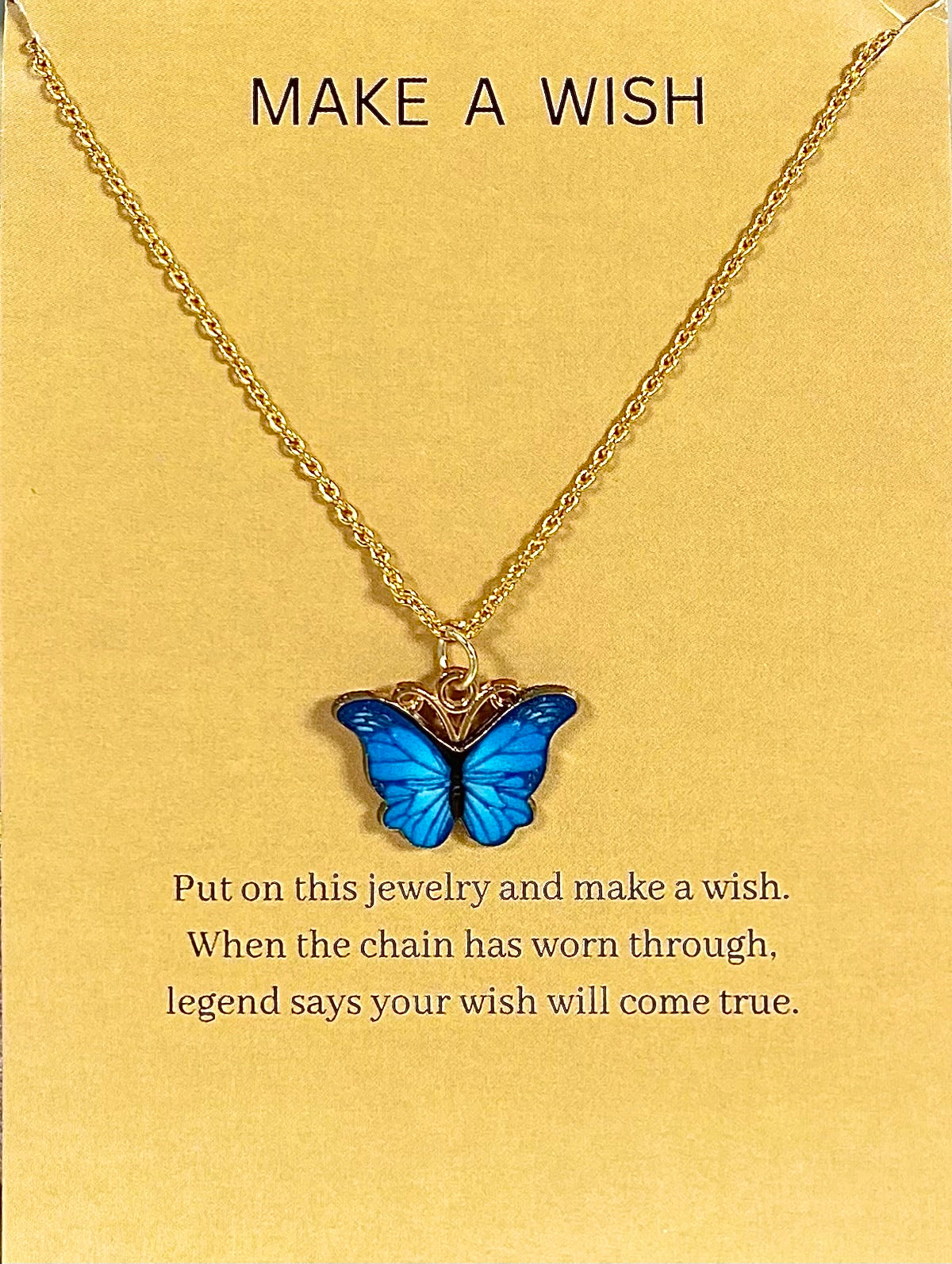 Blue Butterfly Charm Necklace (Antitarnish-Golden)