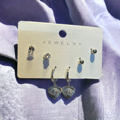 Combo of Three Golden Silver Sterling Earrings
