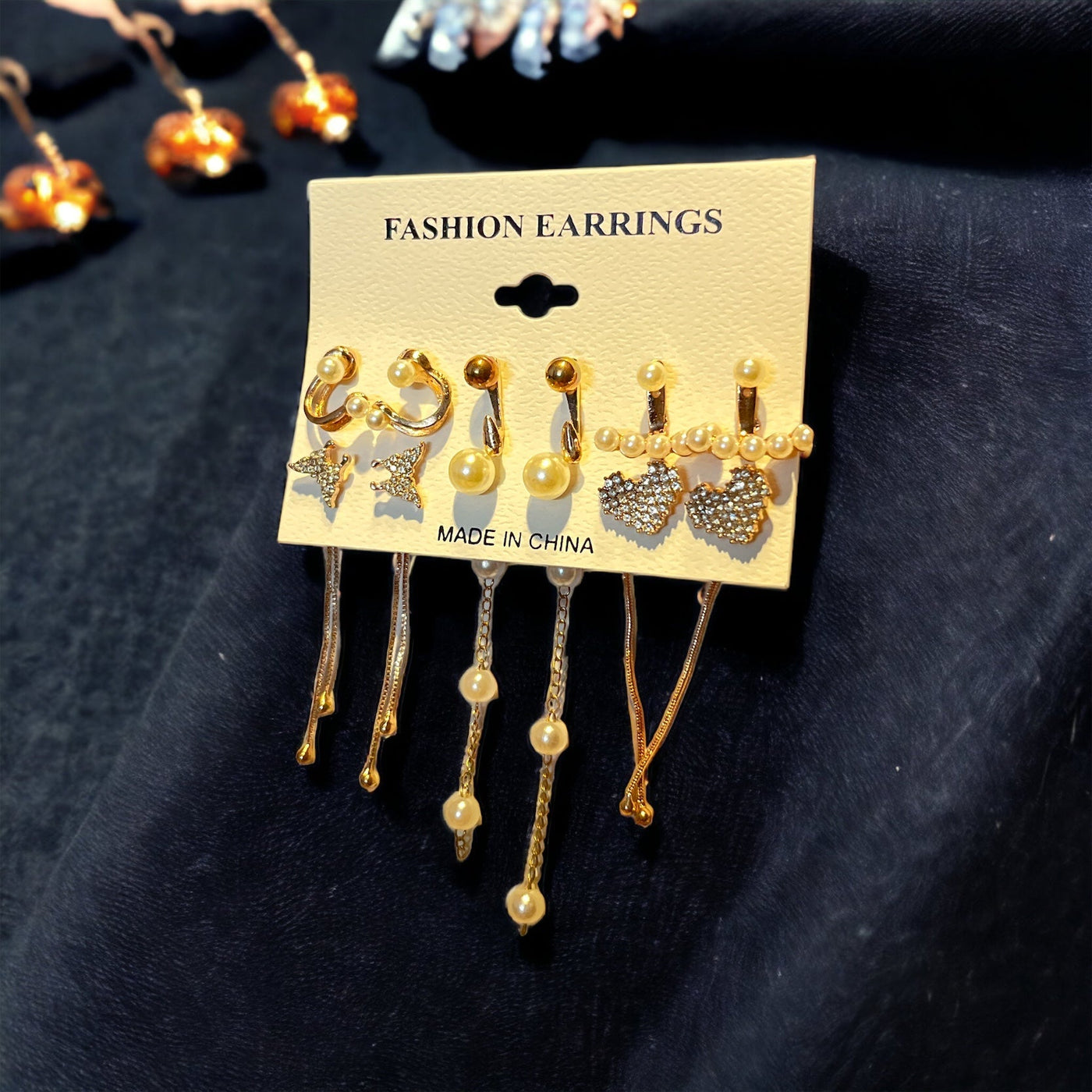 Combo of Six Gold Silver Sterling Earrings